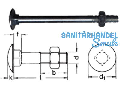 RESS Torbandschraube Geomet ML-Black DIN 603/8.8 M 12 x 25