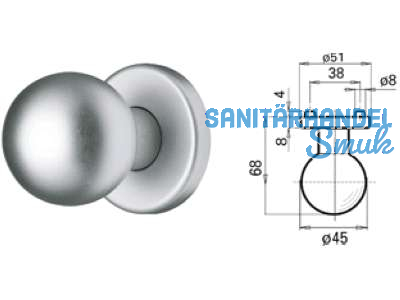 Trknopf 3154a/648TFH o. Schrauben/Stift einseitig fix Alu F1