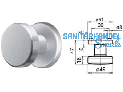 Trknopf 3254L/648AFH o. Schrauben/Stift paarweise drehbar verhngt Alu F1