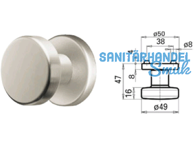 Trknopf 3254L/648AFH o. Schrauben/Stift paarweise drehbar verhngt Edelstahl