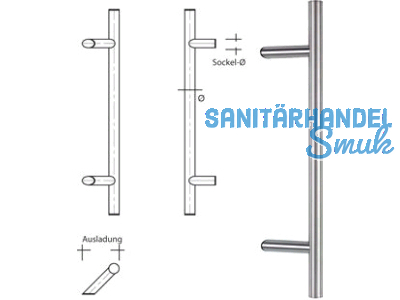 Stossgriff ES 300.9 L = 500 mm  30 mm LA = 400 mm Ausladung 105 mm Edelstahl
