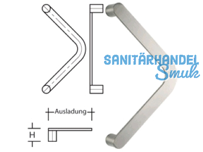Stossgriff-Flachprofil ES 3008.300 gkw LA = 300 mm Ausladung 160 mm Edelstahl