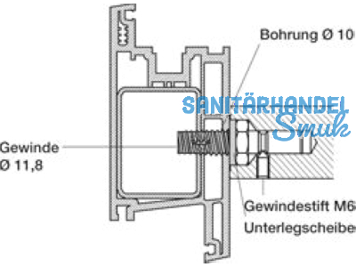 Montageest MS 195.28 einseitig selbstschn. Gewinde fr 90 Sttzen