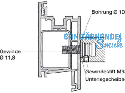 Montageest MS 195.28.5 einseitig selbstschn. Gewinde fr Flachprofil