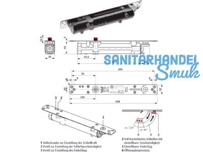 Trschliesser Dorma ITS 96 mit Achse 4mm verlngert, ohne Gleitschiene EN 2-4