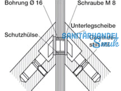 Montageset MS 260.00.3 paarweise fr Glastr TS 8-12 fr 45 Sttzen