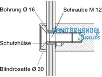 Montageset AL 160.00 einseitig fr Glastr TS 8-12 f. Aluminium-Stossgriff