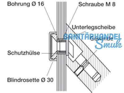 Montageset ES 160.00.3 einseitig fr Glastr TS 8-12 fr 45 Sttzen