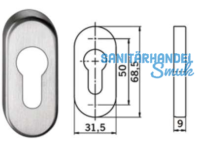 Schlsselrosette PR 6679 FH oval Niro PZ