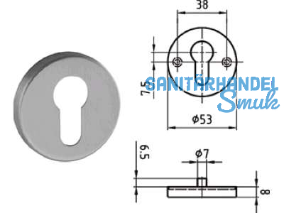 Schlsselrosette Topaz 5332.3 PZ Edelstahl 403882