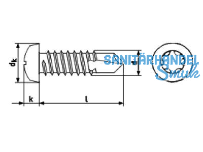 Bohrschraube Linsenkopf A2 Torx 15 DIN 7504-MT 3,9 x 16