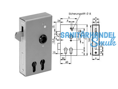 Schlosskasten 140SD-40ZW Hakenfalle Dorn 30/60 mm Stulp 40 mm Nuss 8,0 mm