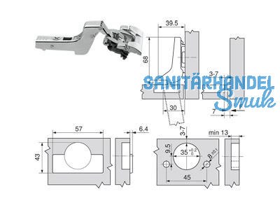 Standardscharnier ClipTop BLUMOTION 110 Inserta Innenanschlag 71B3790 8913703