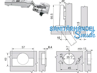 Spezialscharnier Clip Top 110 Inserta Eckanschlag 72T3590.TL 9003003