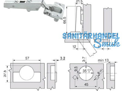 Standardscharnier Clip Top 110 Einpress Eckanschlag 71T3580 8946163