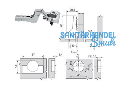 Standardscharnier Clip Top 110 Inserta Innenanschlag 71T3790 9001713