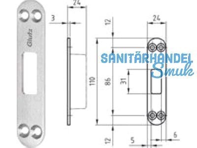 Stumpftrschlieblech B 1137 Niro fr Bolzen und Schwenkriegel 400672