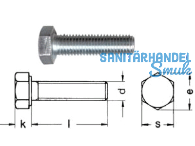 Sechskantschraube verzinkt DIN 933/ 8.8 M 12 x 150