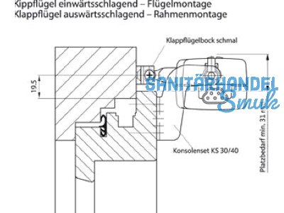 Befestigungsgarn. K30, Kipp-FM schmal, Kon. lang K-17843-00-0-1