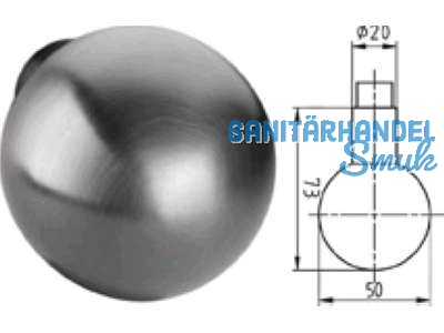 Kugelknopf 5825 drehbar 9,0 mm ohne Rosette Edelstahl 403092
