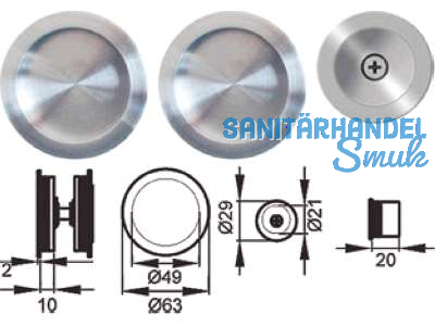 Schiebetrrosetten-Set EPD 0S 71 Edelstahl matt TS 45 mm