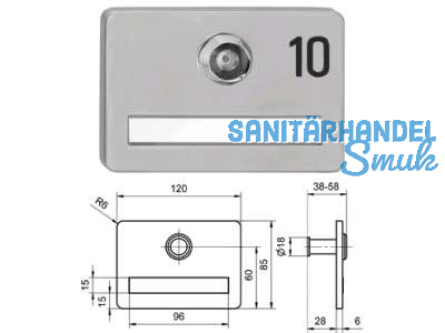 Namensschild 6180 mit Trspion TS 45-77 Edelstahl matt 400037