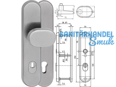 Sicherheitslangschild mit Kernziehschutz Knopf/Drcker PZ 88 mm Edelstahl