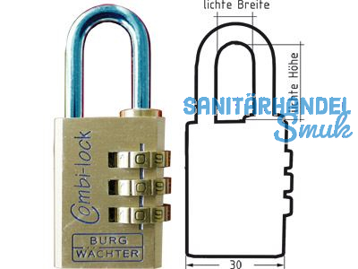 Vorhangschloss Burg Combi Lock 80 30 M mit 3 Rollen 02471 3