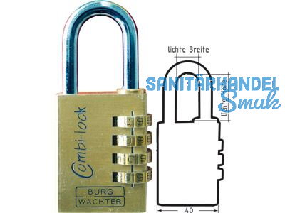 Vorhangschloss Burg Combi Lock 80 40 M mit 4 Rollen 02261 0