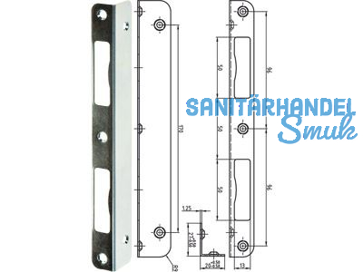 Schliessblech HB 9 mm rund 210 x 20 mm mit Bombierung blau verzinkt