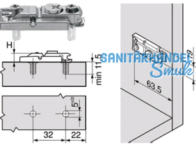 Clip Montageplatte 0 mm Expando gerade 177H5400E