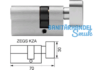 Knaufzylinder Nickelmatt Knaufseite 20 mm ZEGS KZA 35/20