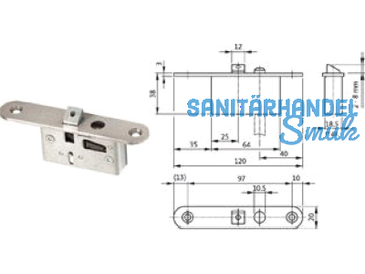 Schaltschloss B 1595 links/rechts Dorn 80 + 100 mm 20 mm B 1595 0185