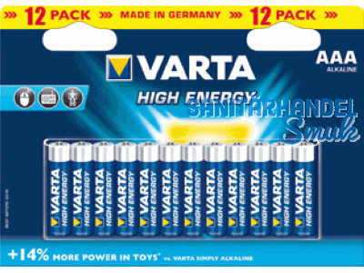 Varta-Mikrozelle Alkali 4903 AAA LR03 (Sb=12 Stk.) blau