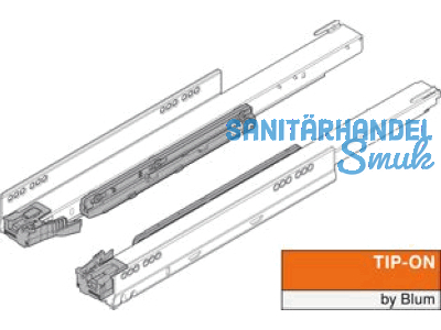 Legrabox Korpusschienen-Set 750.6001T Vollauszug 600 mm 40 kg mit TIP-ON