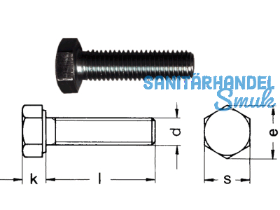 Sechskantschraube blank DIN 933/10.9 M 8 x 30