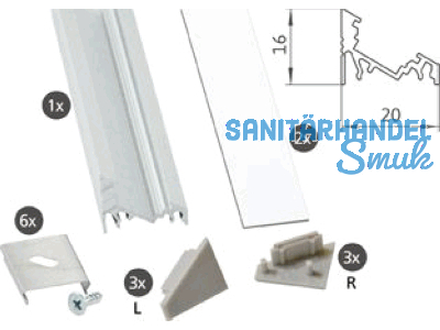 LED-Alu-Profil TRIO Set 1, L=2000x20 mm SL-PROF-TRIO-001