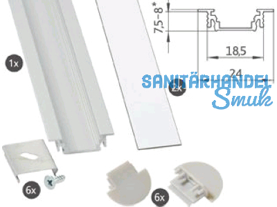 LED-Alu-Profil IN Set 1, L=2000x18,5 mm SL-PROF-IN-001, einfrsbar