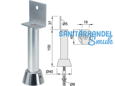 Trennwandsttze 100 mm hoch mit Winkelauflage Edelstahl matt gebrstet