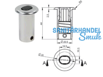 Bodenbuchse B 90030 fr automatische und manuelle Verriegelung B-90030-00-0-4