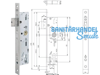 Panikschloss B-19110 Funktion B SVP 1-flg. 35/92/9/270x24x3 links/rechts