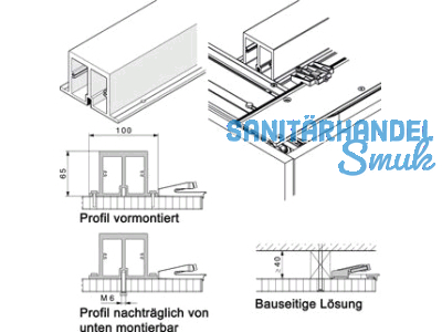 Verstrkungsprofil Hawa L = 2600 mm gebohrt farblos eloxiert 24280