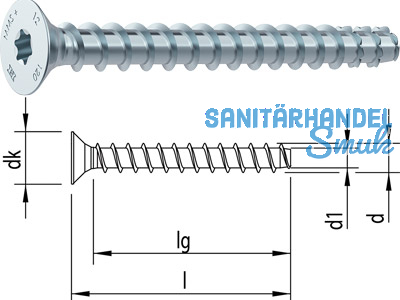 Multi Monti Schraubanker MMS-plus F blau verzinkt Senkkopf HD-45 10,0x80mm