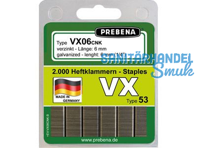 Heftklammer Prebena VX06CNK-B 6mm (2000 Stk.)