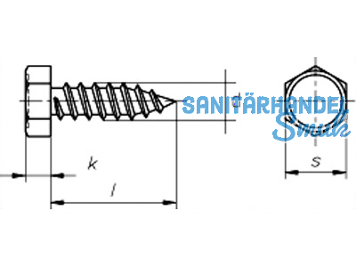 Blechschraube Sechskantkopf A2 DIN 7976 6,3 x 19