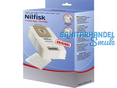 Nilfisk Staubbeutel 107407639 Inhalt 4 Staubbeutel + Vorfilter