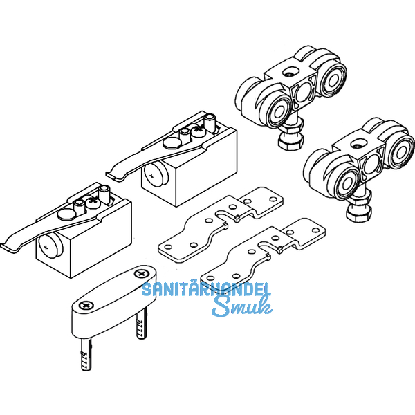 Beschlagset HELM 150, ohne Laufschiene, fr Holz