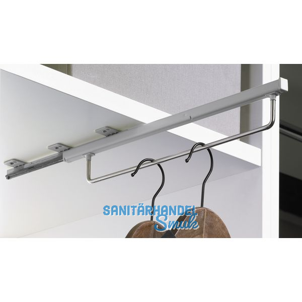 HETTICH QUADRO Schrankgarderobe ausziehbar, 395 x 48 x 60 mm, silber lackiert