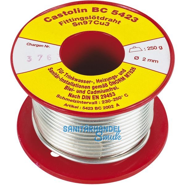 CASTOLIN Fittingsltdraht BC5423 Sn-Cu  2.5 mm Inhalt 250 g