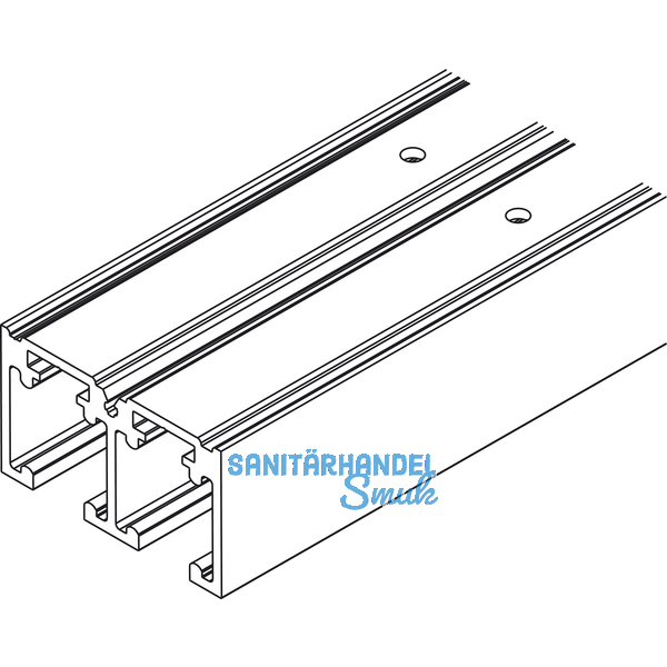 HAWA-Ordena 70/P - 70/F Doppellaufschiene gebohrt, Lnge 2500 mm, Alu eloxiert